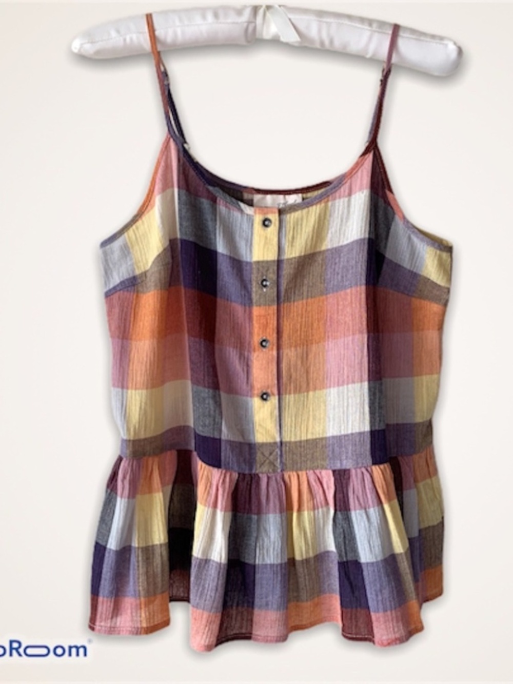 Universal Thread Orange Purple Plaid Tank Top S